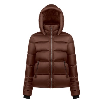 Womens synthetic down ski jacket choco brown Celia
