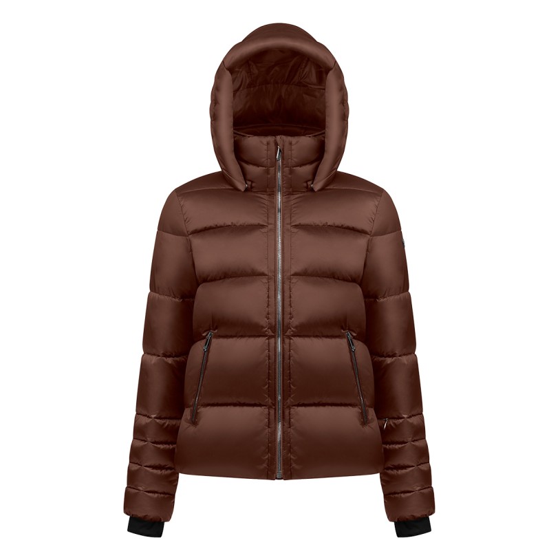 Womens synthetic down ski jacket choco brown Celia