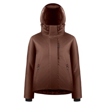 Womens synthetic down ski jacket choco brown Clara