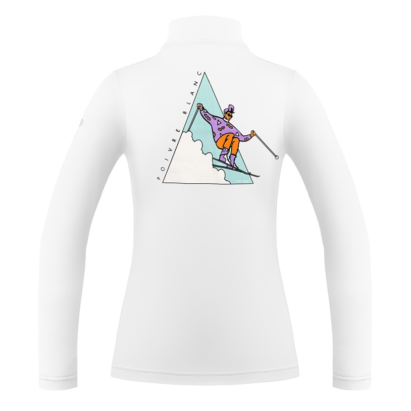 Womens base layer with zip white print Mia