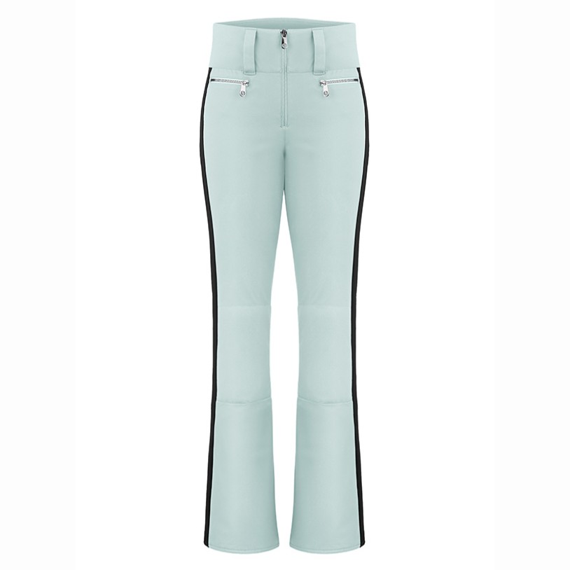 Womens stretch ski pants aloe blue/black