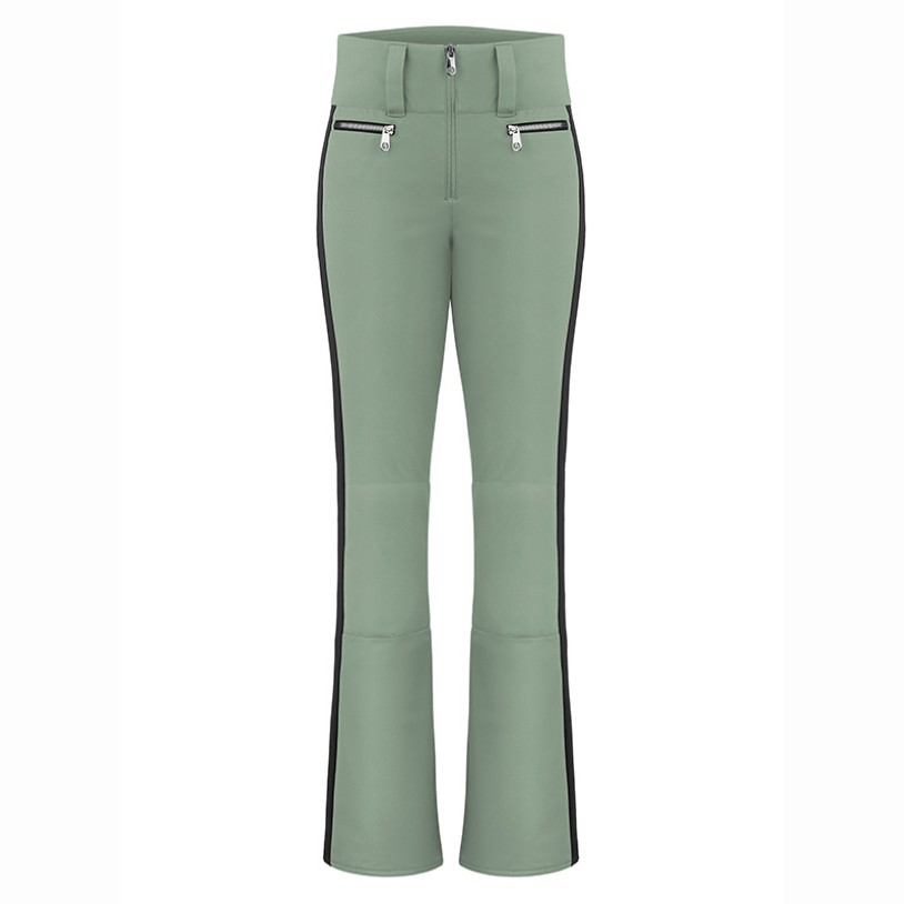 Womens stretch ski pants lichen green/black