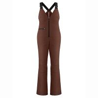 Womens stretch bib pants choco brown