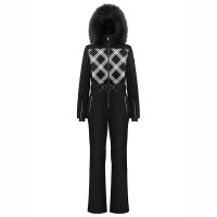 Womens overall cross black with fake fur