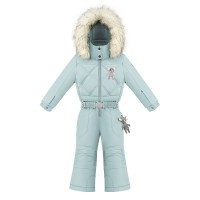 Girls overall aloe blue with fake fur