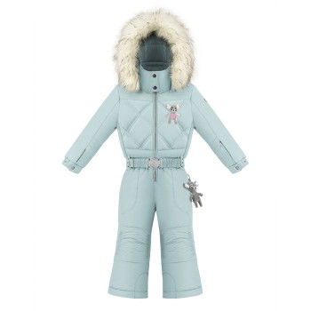 Girls overall aloe blue with fake fur