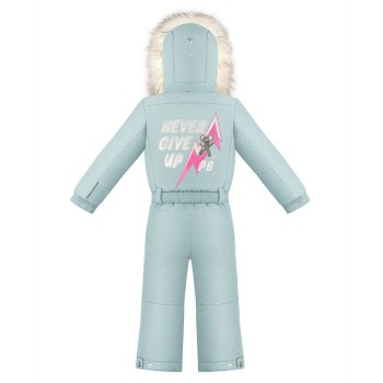 Girls overall aloe blue with fake fur