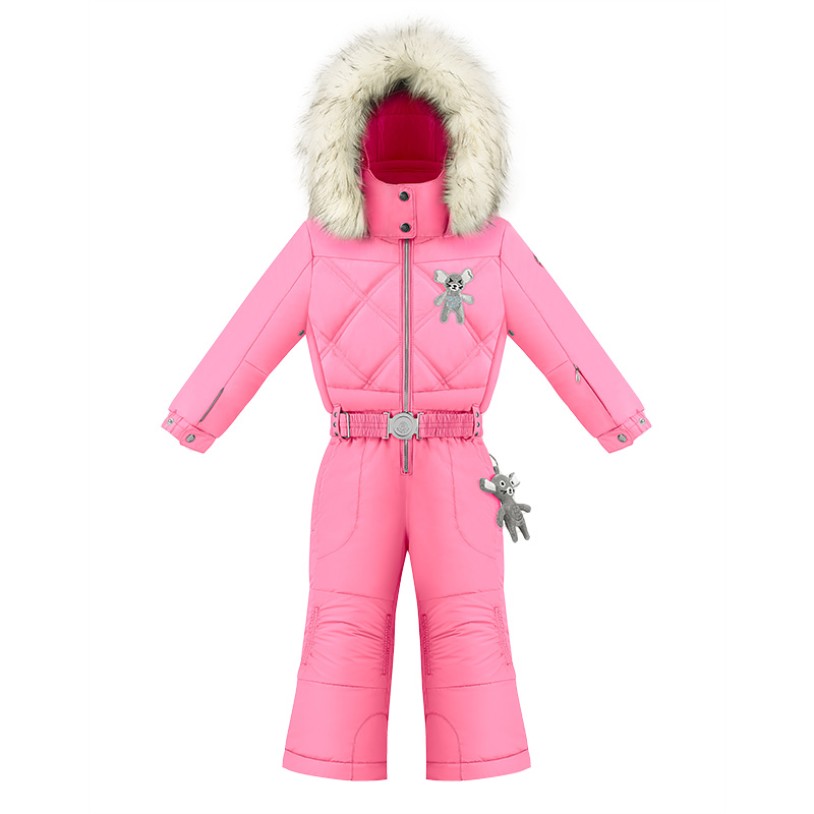 Girls overall orchid pink with fake fur