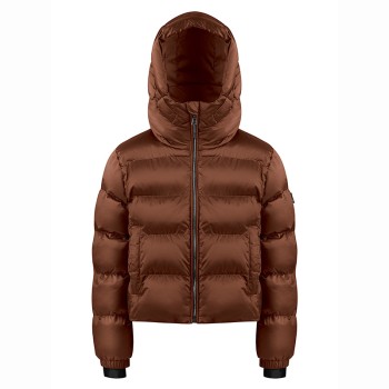 Girls synthetic down ski jacket choco brown