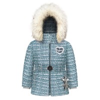 Girls synthetic down ski jacket tweed gothic blue