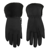 Womens stretch fleece gloves bubbly black