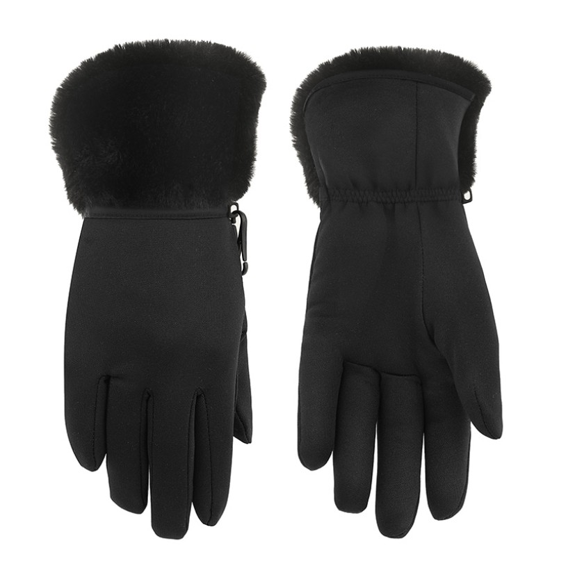 Girls stretch fleece gloves bubbly black