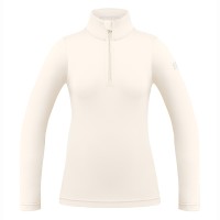 Womens base layer with zip natural white