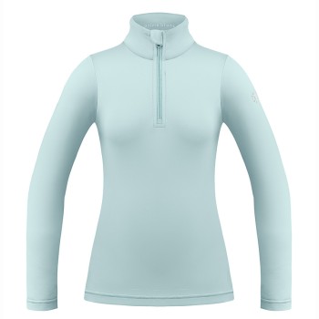 Womens base layer with zip aloe blue