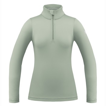 Womens base layer with zip lichen green