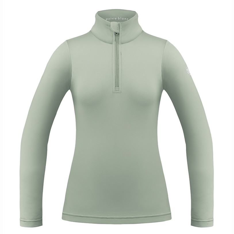 Womens base layer with zip lichen green