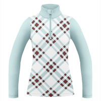 Womens base layer with zip cross aloe blue