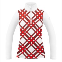 Womens base layer with zip cross scarlet red