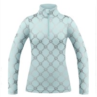 Womens base layer with zip monogram aloe blue