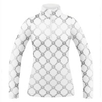 Womens base layer with zip monogram white