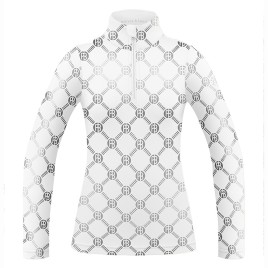 Womens base layer with zip monogram white