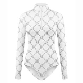 Womens base layer bodysuit monogram white