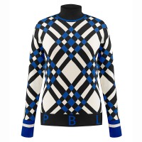 Womens knit pullover cross acid blue