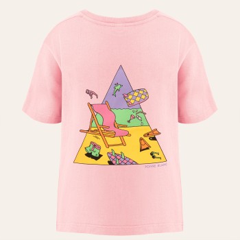 Girls cotton t-shirt beach flamingo pink