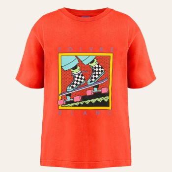 Girls cotton t-shirt skate papaya orange