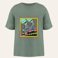 Girls cotton t-shirt skate military green