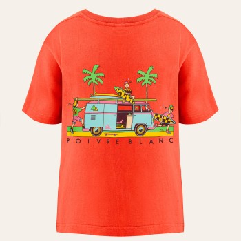 Girls cotton t-shirt van papaya orange