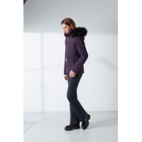 Womens ski jacket fancy mulberry purple with fake fur