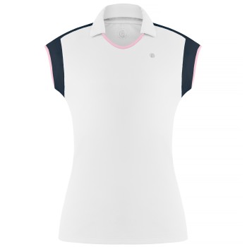 Womens polo shirt white/oxford blue