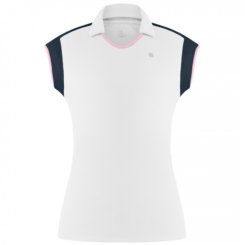 Womens polo shirt white/oxford blue