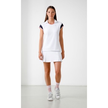 Womens polo shirt white/oxford blue