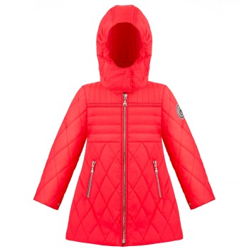 Girls quilted coat techno red