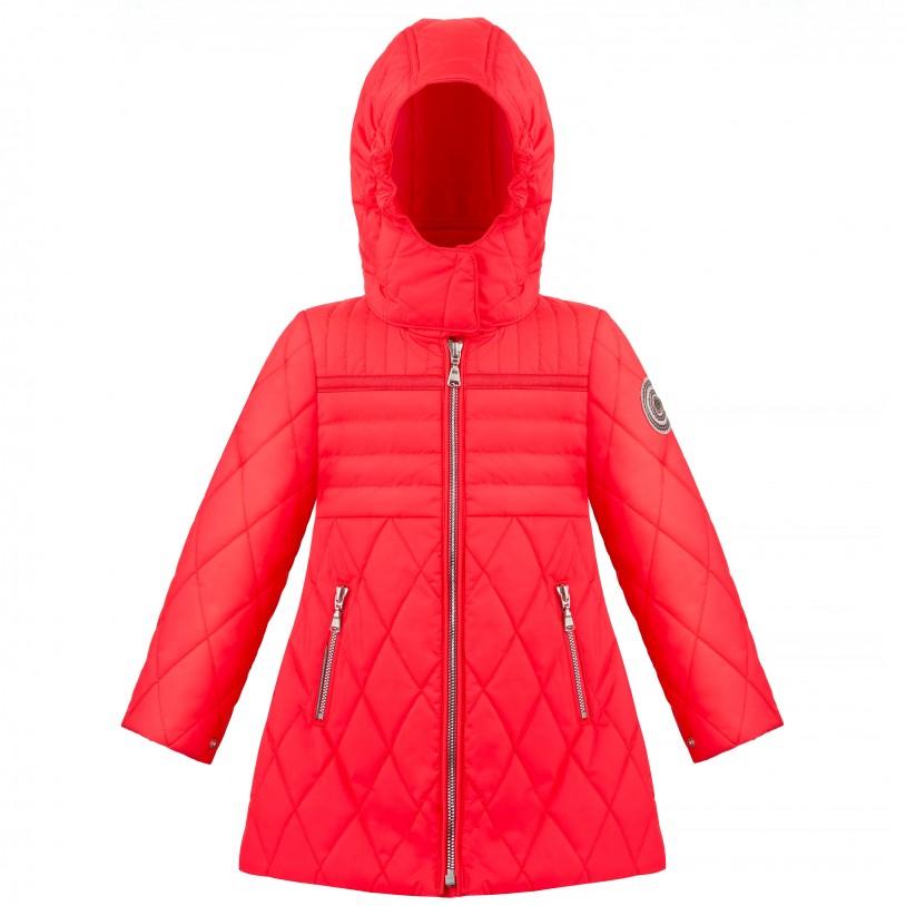 Girls quilted coat techno red