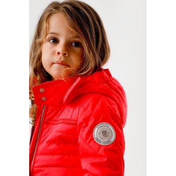 Girls quilted coat techno red