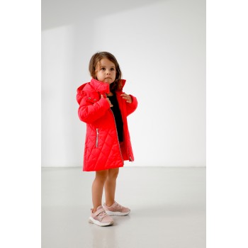 Girls quilted coat techno red