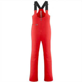 Womens stretch bib pants scarlet red