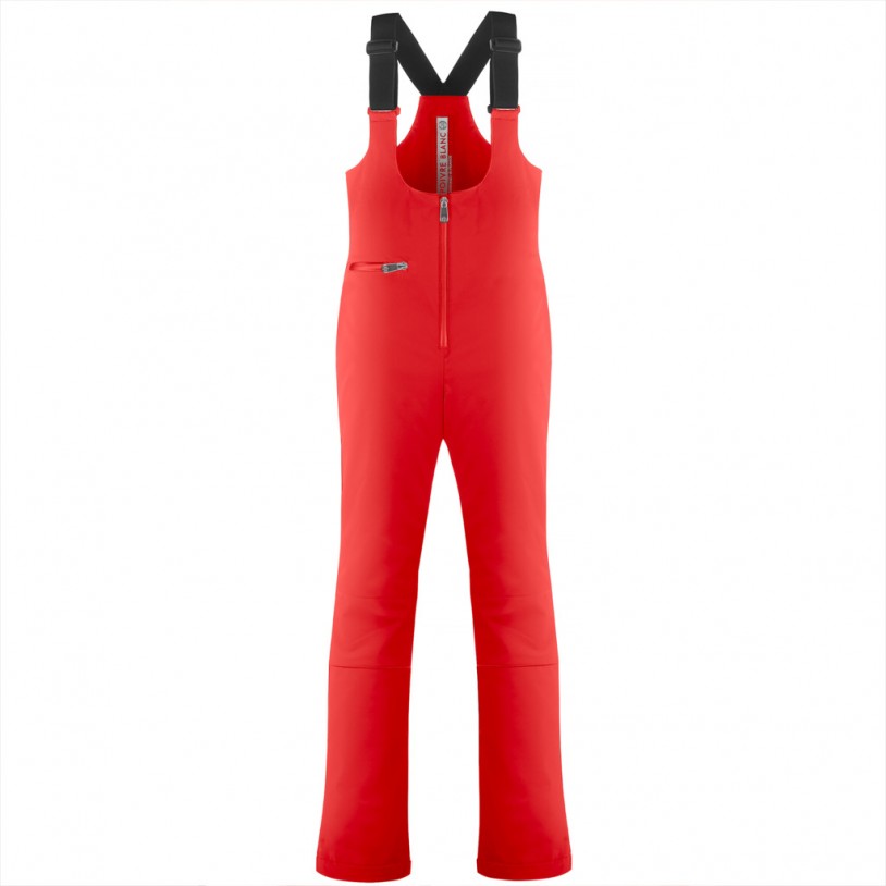 Womens stretch bib pants scarlet red