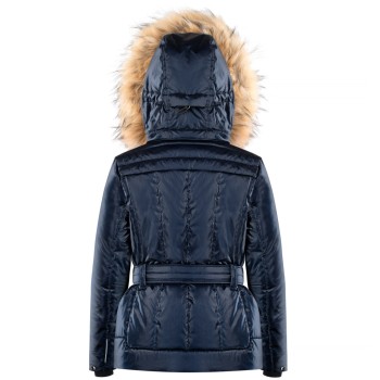 Girls ski jacket glow gothic blue with fake fur