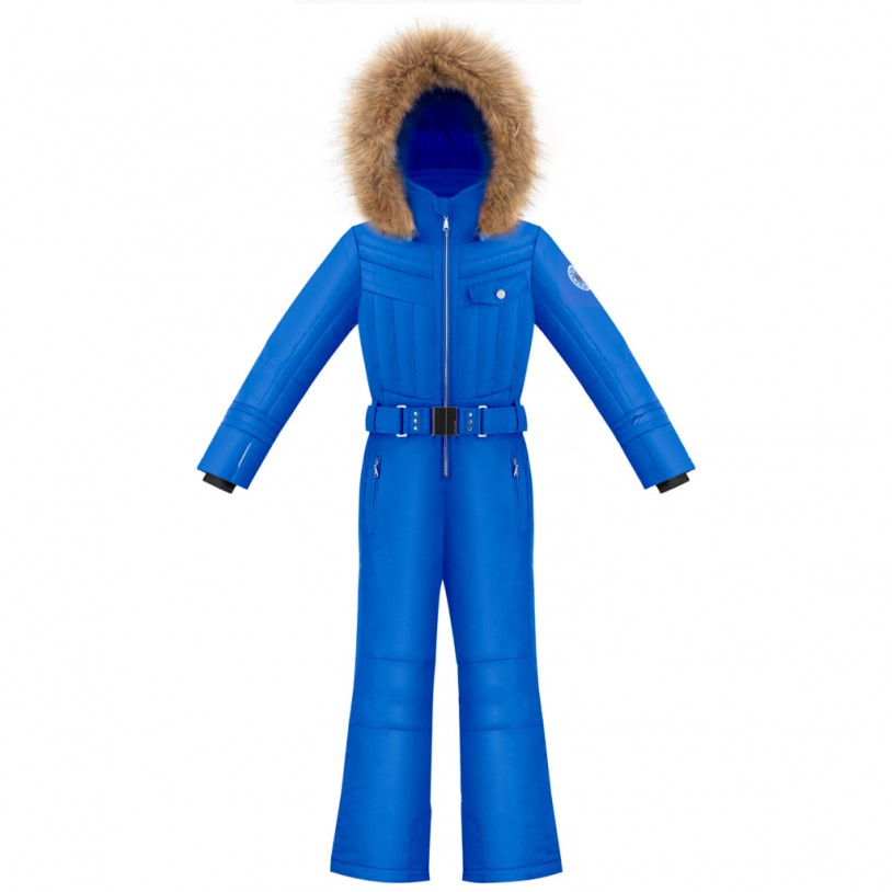 Girls overall king blue with fake fur