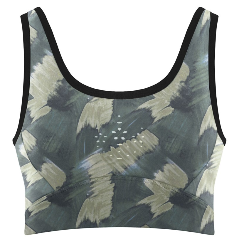 Womens crop top paint art green