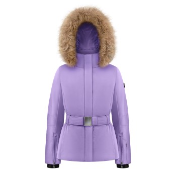 Girls ski jacket with fake fur lavender purple Joana