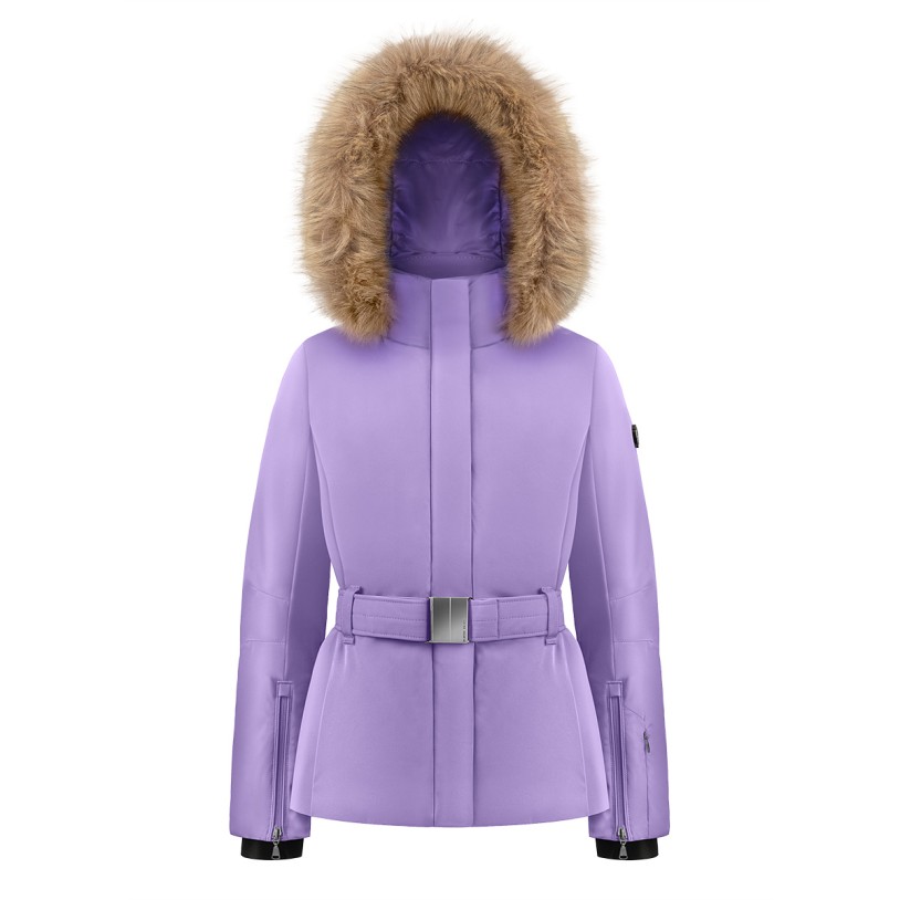 Girls ski jacket with fake fur lavender purple Joana
