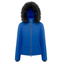 Womens softshell jacket infinity blue with fake fur