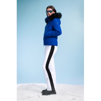 Womens softshell jacket infinity blue with fake fur