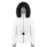 Womens ski jacket white with fake fur