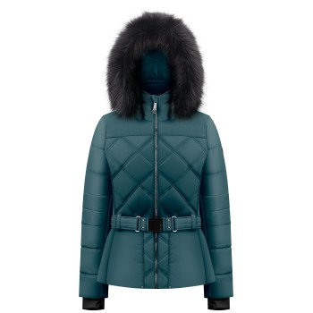 Womens ski jacket ever green with fake fur